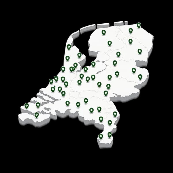 Kaart van Nederland met vakmannen locaties - landelijke dekking